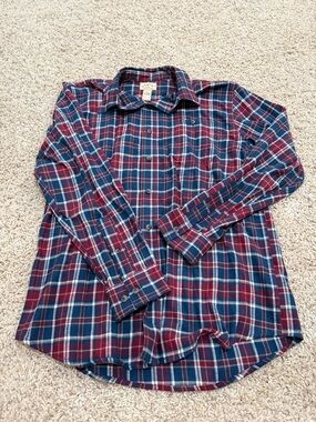 Men's Plaid Button-Down Shirt in Navy & Burgundy